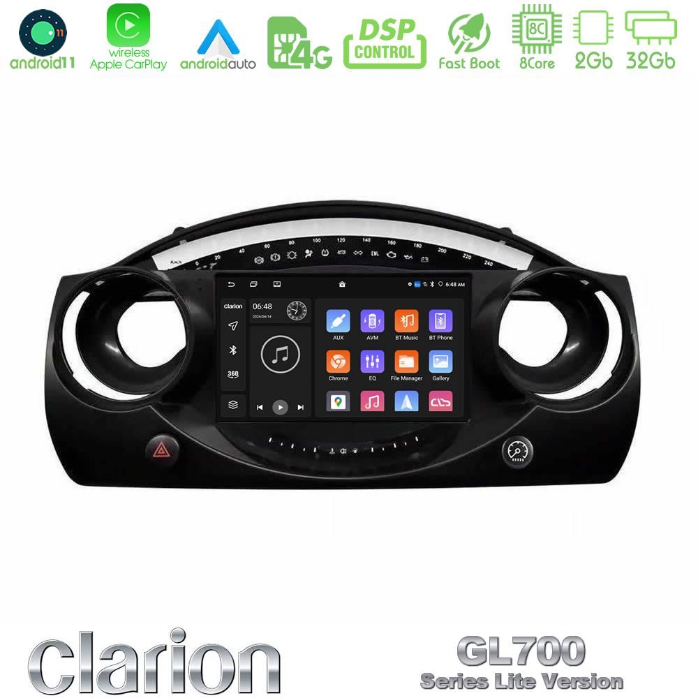 Clarion GL700 Lite Series 8Core Android11 2+32GB Mini Cooper R50 Navigation Multimedia Tablet 9" Με Carplay & Android Auto