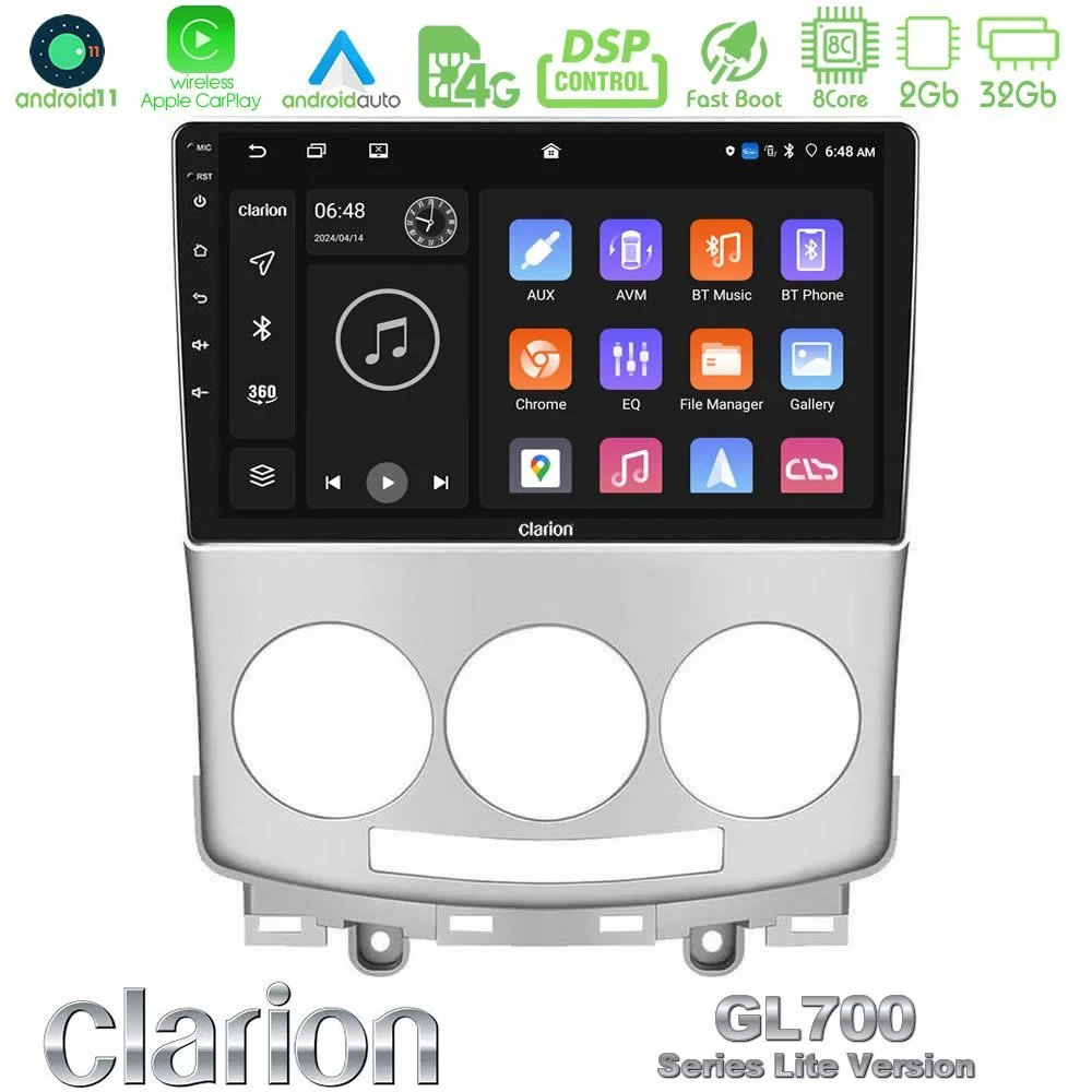 Clarion GL700 Lite Series Mazda 5 2004-2010 8Core Android11 2+32GB Navigation Multimedia Tablet 9" Με Carplay & Android Auto