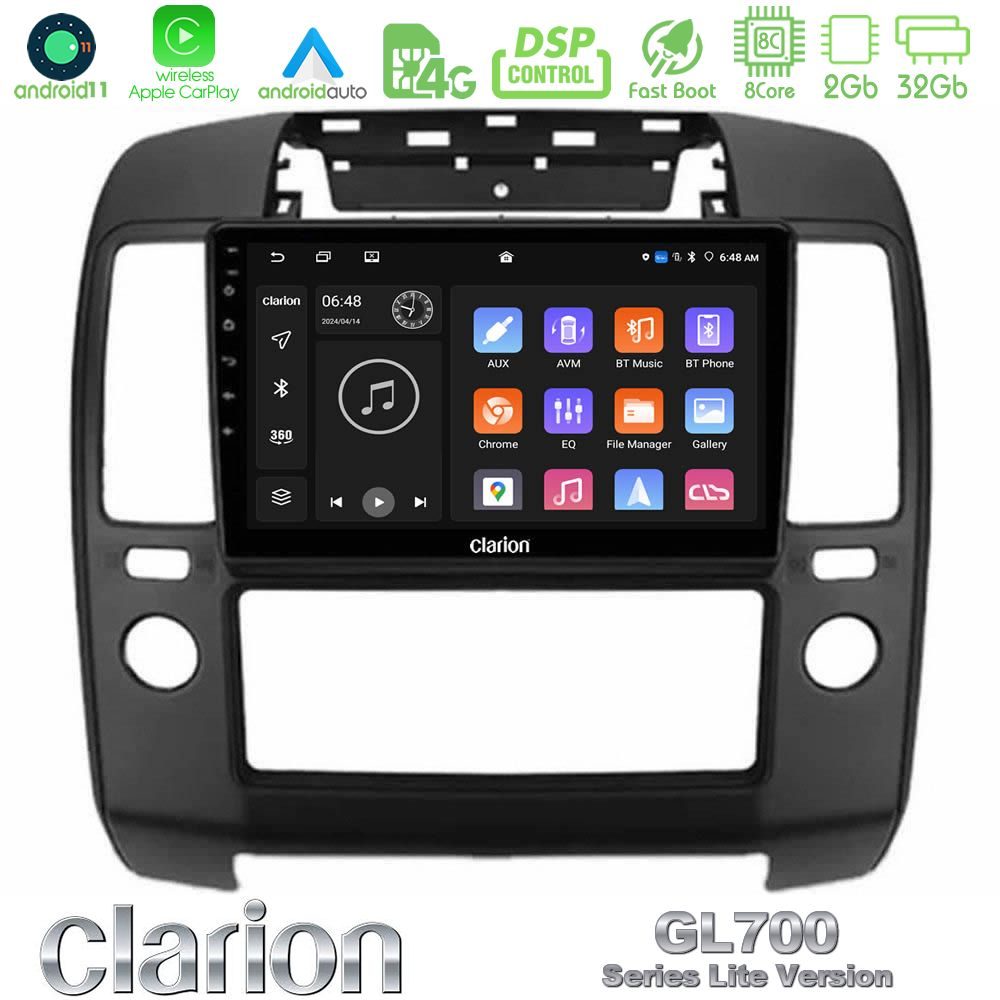 Clarion GL700 Lite Series 8Core Android11 2+32GB Nissan Navara Navigation Multimedia Tablet 9" Με Carplay & Android Auto