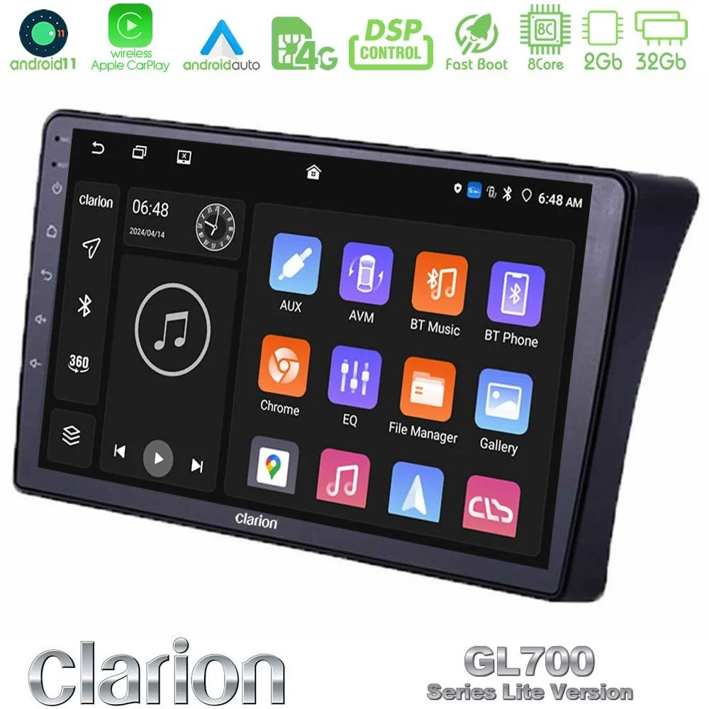 Clarion GL700 Lite Series 8Core Android11 2+32GB Nissan Navara D40 Navigation Multimedia Tablet 9" Με Carplay & Android Auto