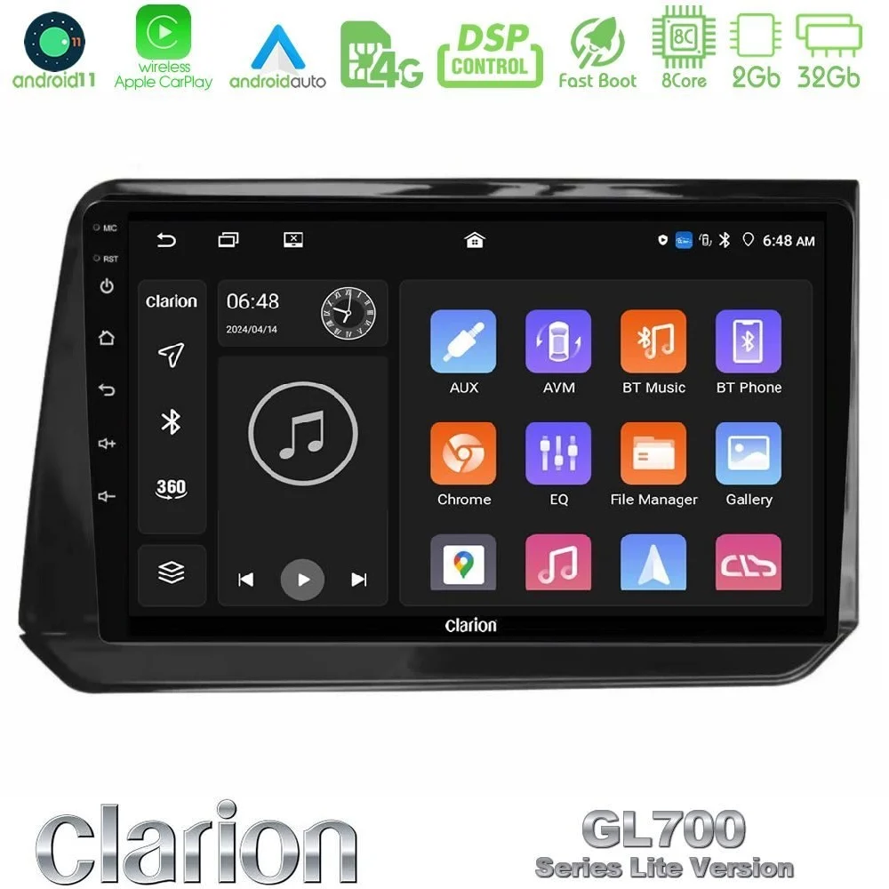 Clarion GL700 Lite Series 8Core Android11 2+32GB Nissan Note 2021-2026 RHD Navigation Multimedia Tablet 10" Με Carplay & Android Auto