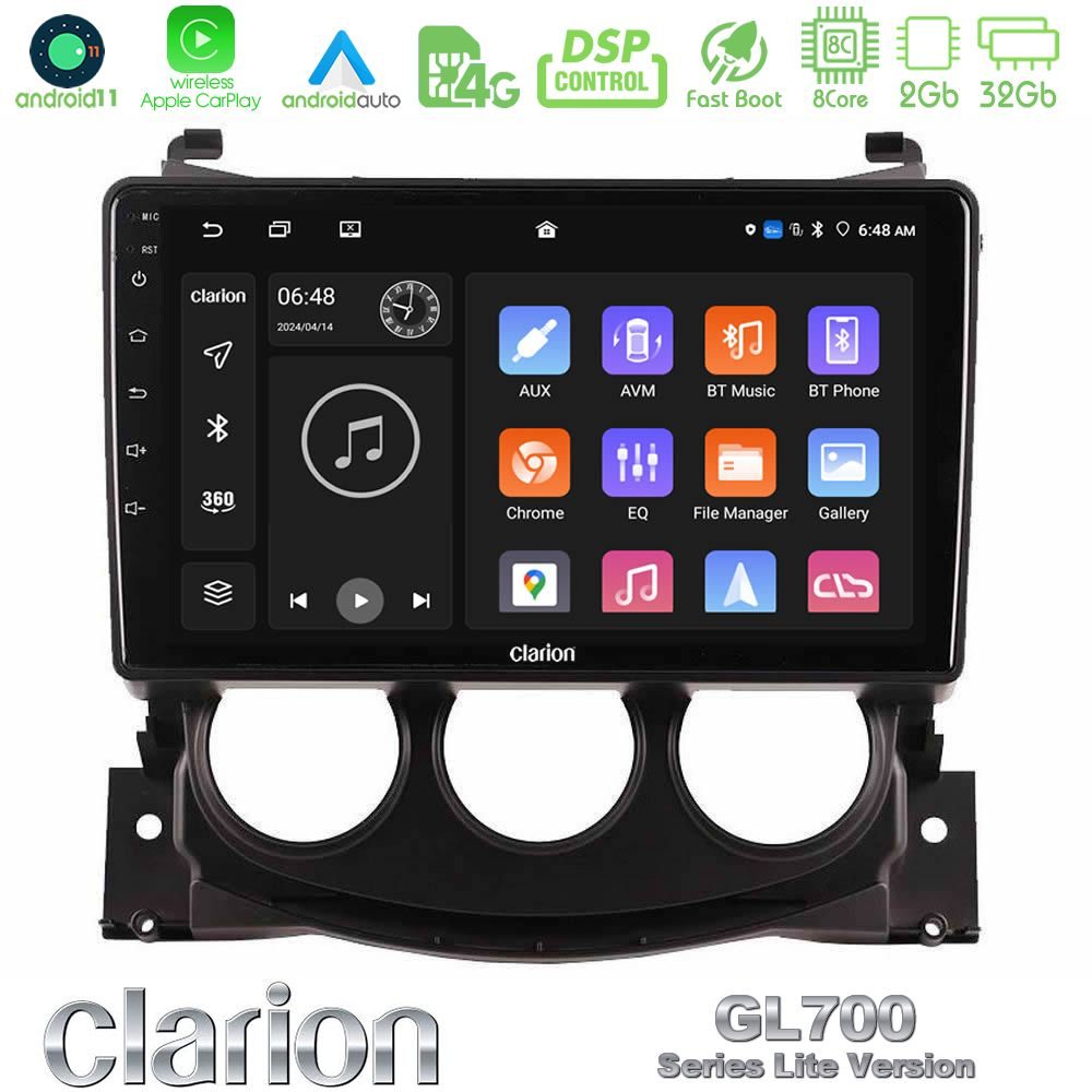 Clarion GL700 Lite Series Nissan 370Z 2009-2013 8Core Android11 2+32GB Navigation Multimedia Tablet 9" Με Carplay & Android Auto