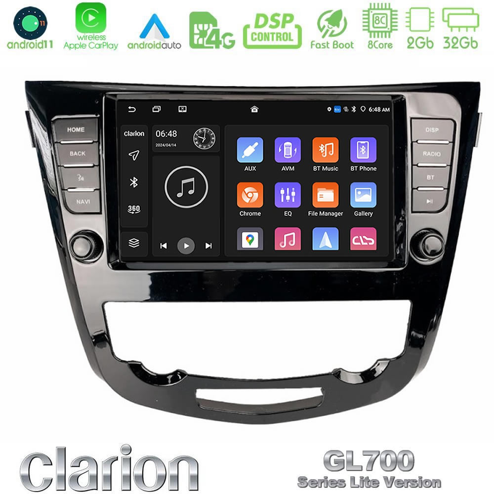 Clarion GL700 Lite Series 8Core Android11 2+32GB Nissan Qashqai J11 (AUTO A/C) Navigation Multimedia Tablet 9" Με Carplay & Android Auto