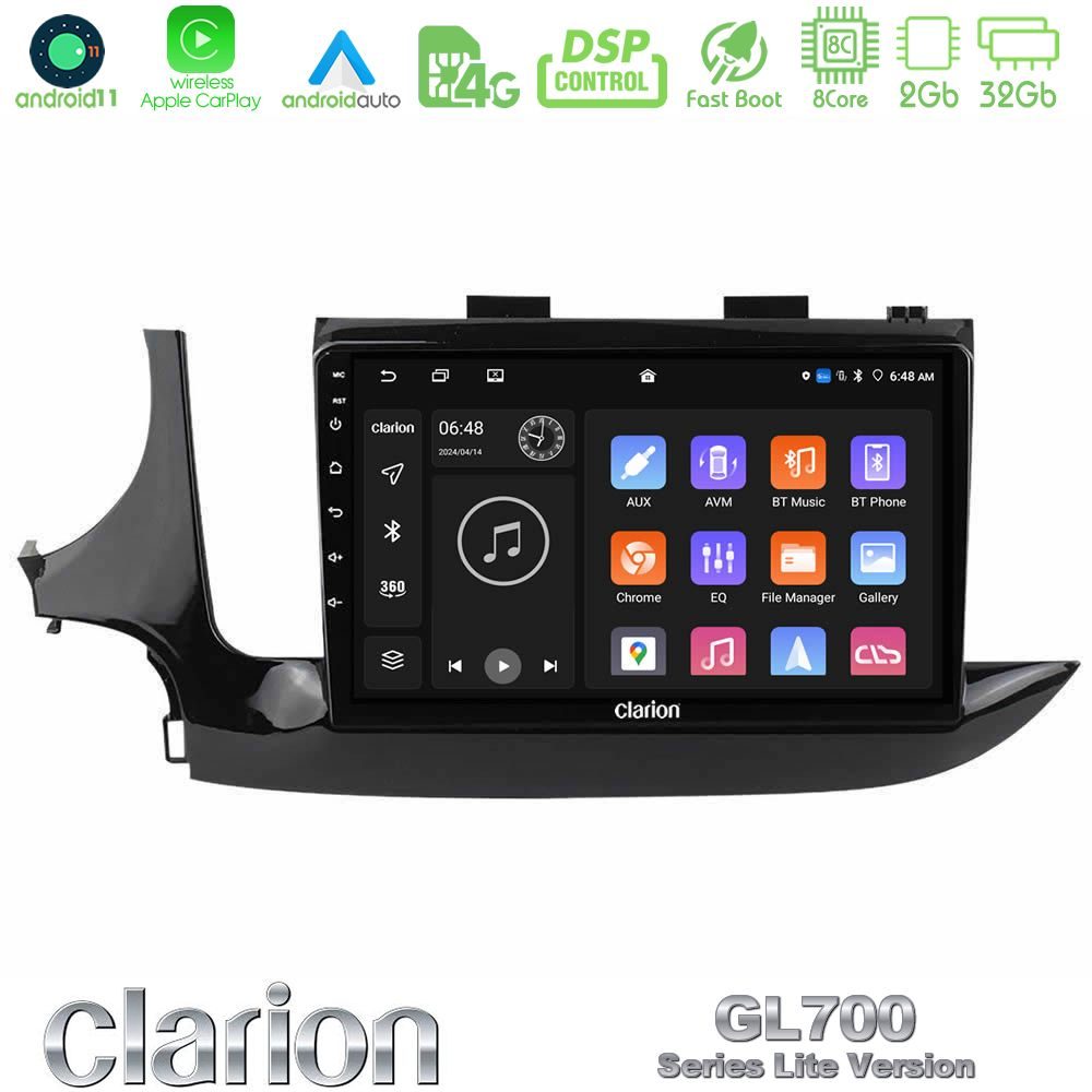 Clarion GL700 Lite Series 8Core Android11 2+32GB Opel Mokka 2016-2020 Navigation Multimedia Tablet 9" Με Carplay & Android Auto