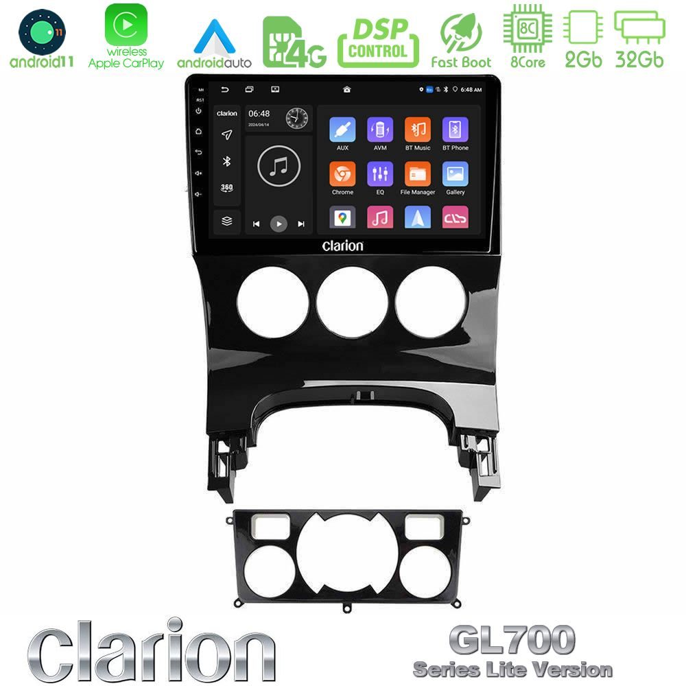Clarion GL700 Lite Series 8Core Android11 2+32GB Peugeot 3008 AUTO A/C Navigation Multimedia Tablet 9" Με Carplay & Android Auto