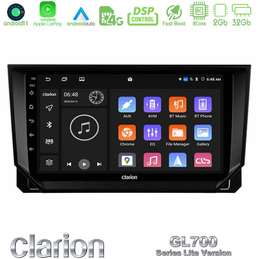 Clarion GL700 Lite Series 8Core Android11 2+32GB Seat Arona/Ibiza Navigation Multimedia Tablet 9" Με Carplay & Android Auto