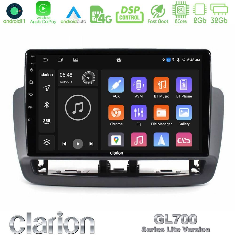 Clarion GL700 Lite Series 8Core Android11 2+32GB Seat Ibiza 2012-2015 Navigation Multimedia Tablet 9" Με Carplay & Android Auto