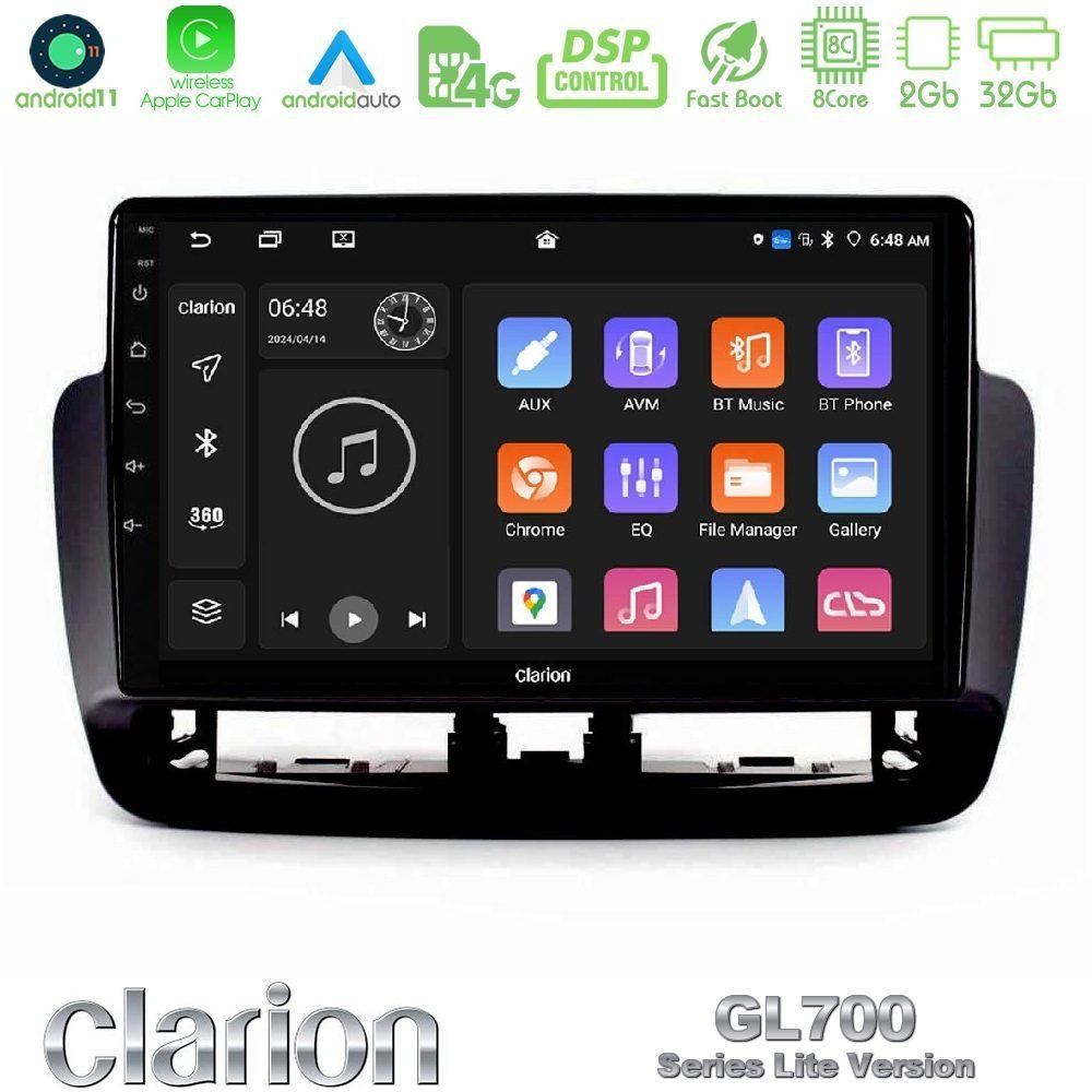 Clarion GL700 Lite Series 8Core Android11 2+32GB Seat Ibiza 2012-2015 Navigation Multimedia Tablet 9" Με Carplay & Android Auto