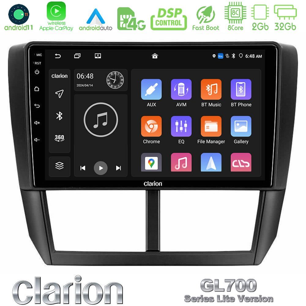 Clarion GL700 Lite Series 8Core Android11 2+32GB Subaru Forester Navigation Multimedia Tablet 9" Με Carplay & Android Auto