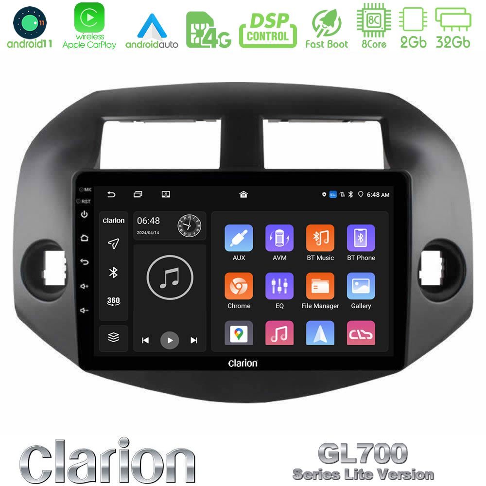 Clarion GL700 Lite Series 8Core Android11 2+32GB Toyota Rav4 2006-2012 Navigation Multimedia Tablet 10" Με Carplay & Android Auto