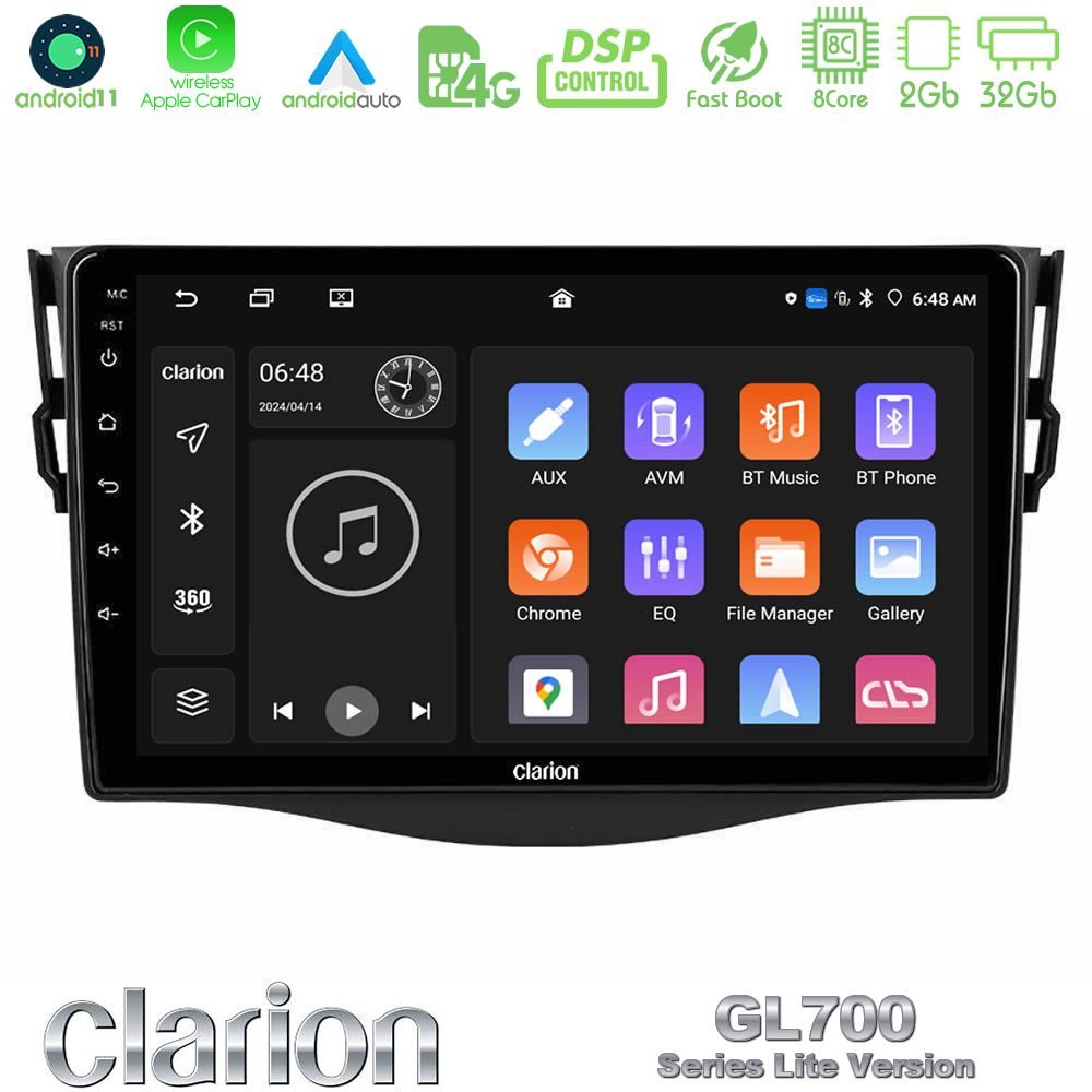 Clarion GL700 Lite Series 8Core Android11 2+32GB Toyota RAV4 Navigation Multimedia Tablet 9" Με Carplay & Android Auto