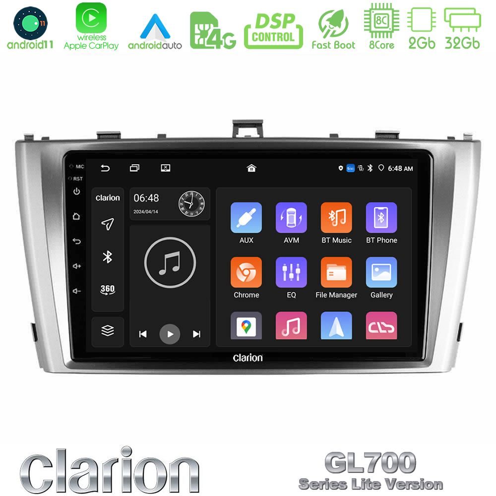 Clarion GL700 Lite Series 8Core Android11 2+32GB Toyota Avensis T27 Navigation Multimedia Tablet 9" Με Carplay & Android Auto