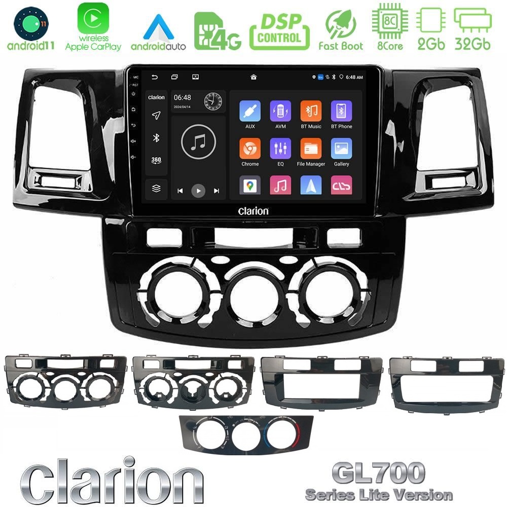 Clarion GL700 Lite Series 8Core Android11 2+32GB Toyota Hilux 2007-2016 Navigation Multimedia Tablet 9" Με Carplay & Android Auto