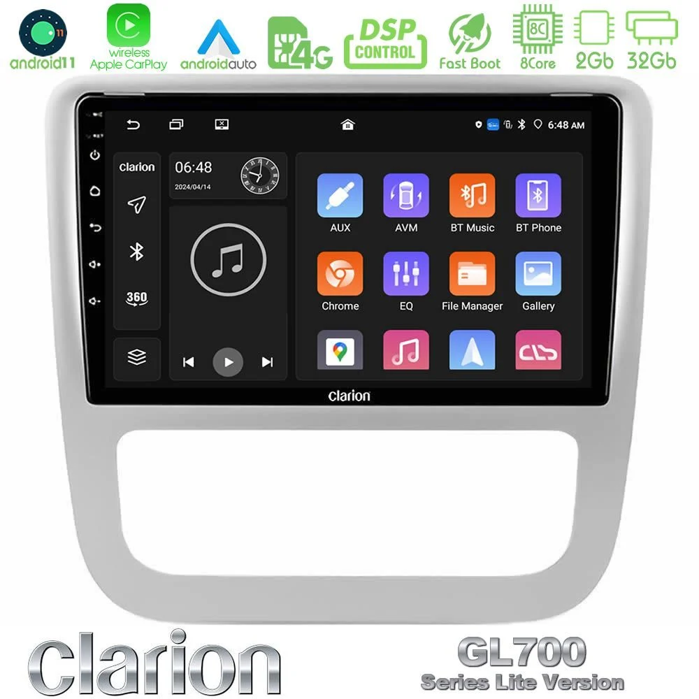 Clarion GL700 Lite Series 8Core Android11 2+32GB VW Scirocco 2008-2014 Navigation Multimedia Tablet 9" Με Carplay & Android Auto