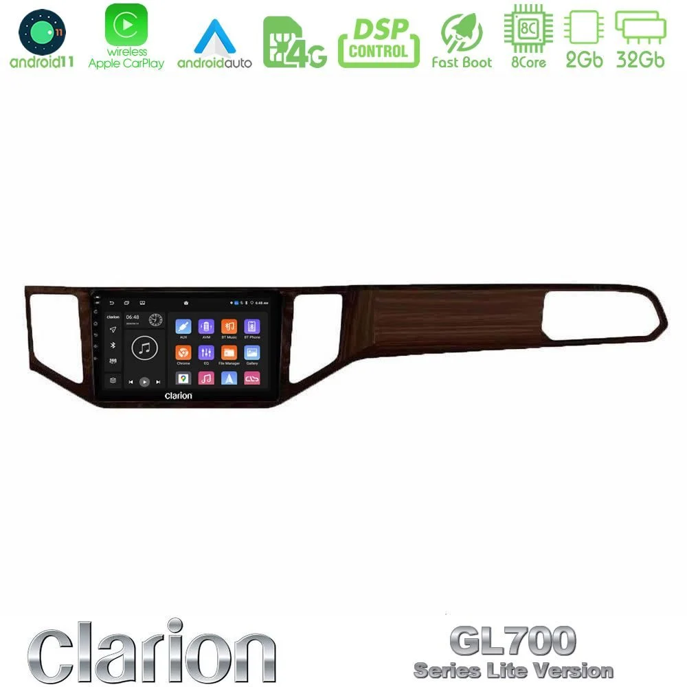 Clarion GL700 Lite Series 8Core Android11 2+32GB VW Sportsvan 2014-2020 Navigation Multimedia Tablet 9" (Ξύλινη απόχρωση) Με Carplay & Android Auto