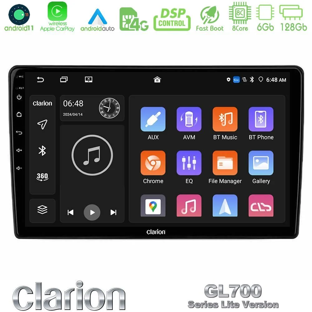 Clarion GL700 Lite Series 8Core Android11 6+128GB Navigation Multimedia Tablet 10" Με Carplay & Android Auto