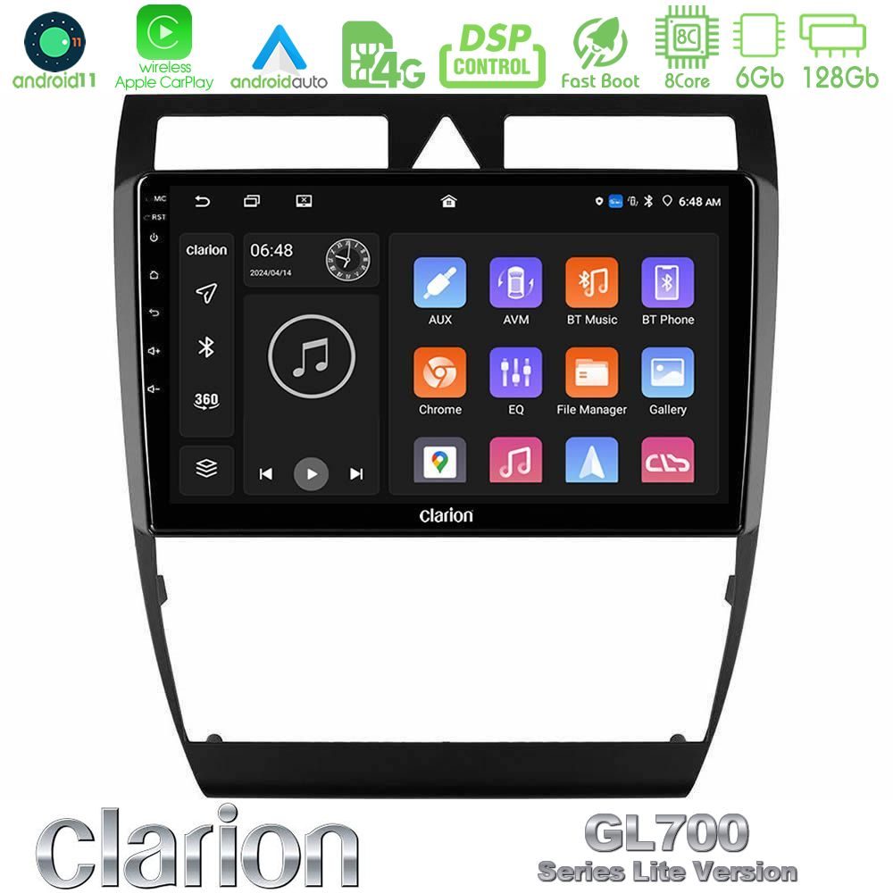 Clarion GL700 Lite Series 8Core Android11 6+128GB Audi A6 (C5) 1997-2004 Navigation Multimedia Tablet 9" Με Carplay & Android Auto