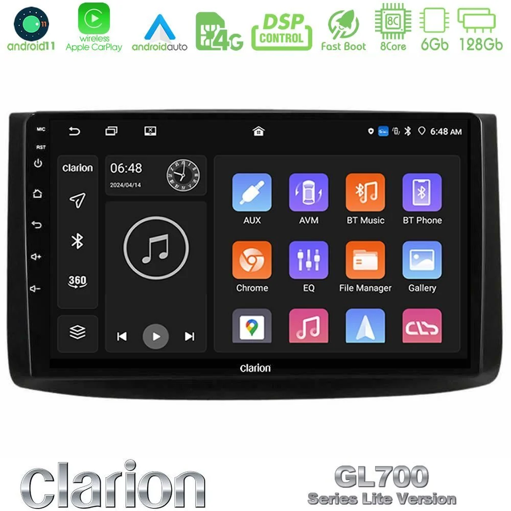 Clarion GL700 Lite Series 8Core Android11 6+128GB Chevrolet Aveo 2006-2010 Navigation Multimedia Tablet 9" Με Carplay & Android Auto