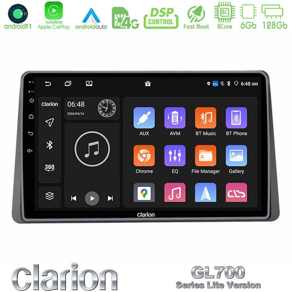 Clarion GL700 Lite Series Renault Arkana 2019-> 8Core Android11 6+128GB Navigation Multimedia Tablet 10" Με Carplay & Android Auto Με Carplay & Android Auto