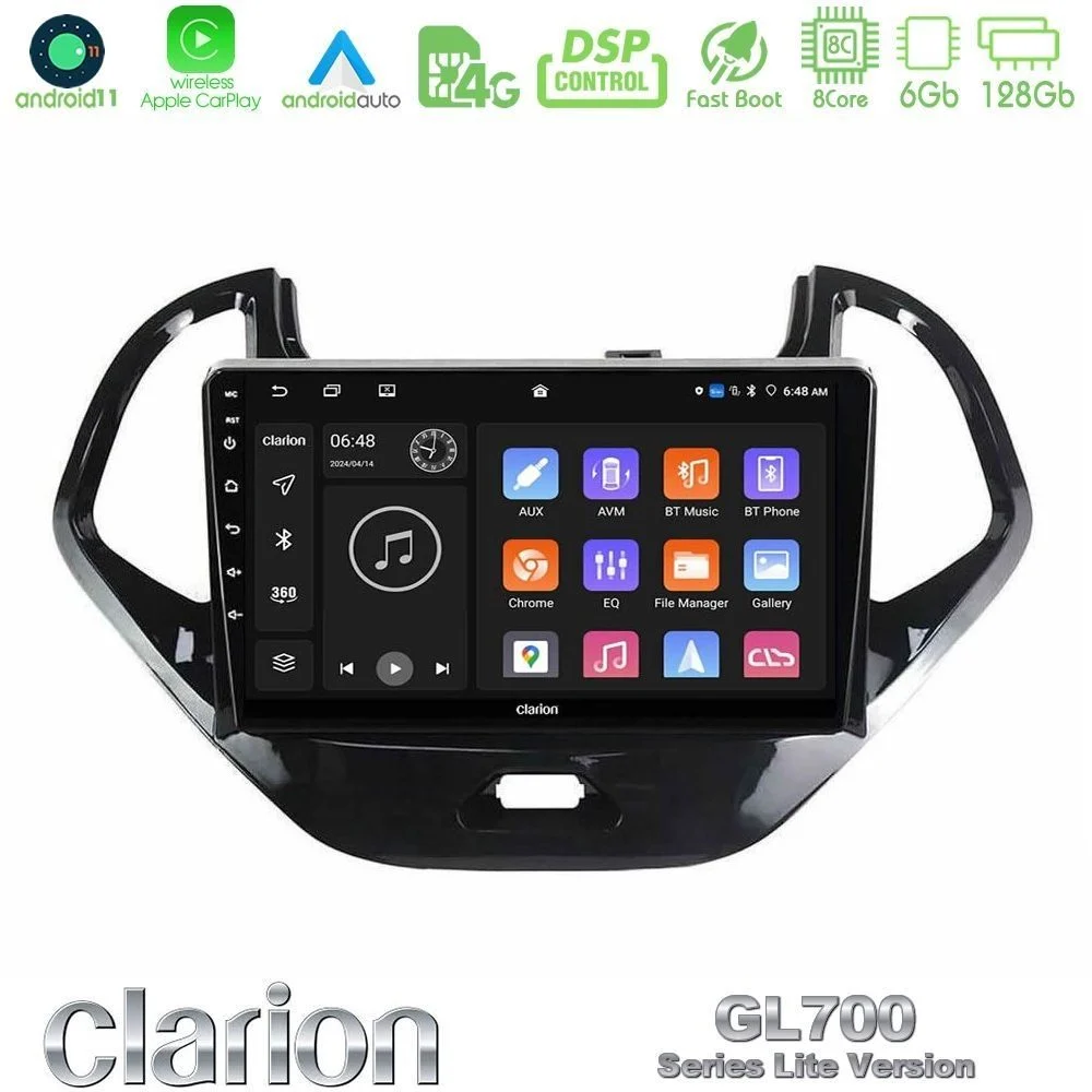 Clarion GL700 Lite Series 8Core Android11 6+128GB Ford Ka 2016-2020 Navigation Multimedia Tablet 9" Με Carplay & Android Auto