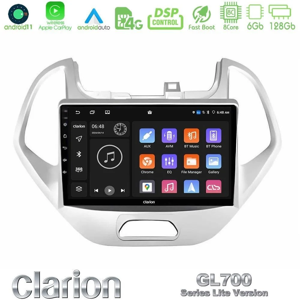 Clarion GL700 Lite Series 8Core Android11 6+128GB Ford KA 2016-2020 Navigation Multimedia Tablet 9" Με Carplay & Android Auto