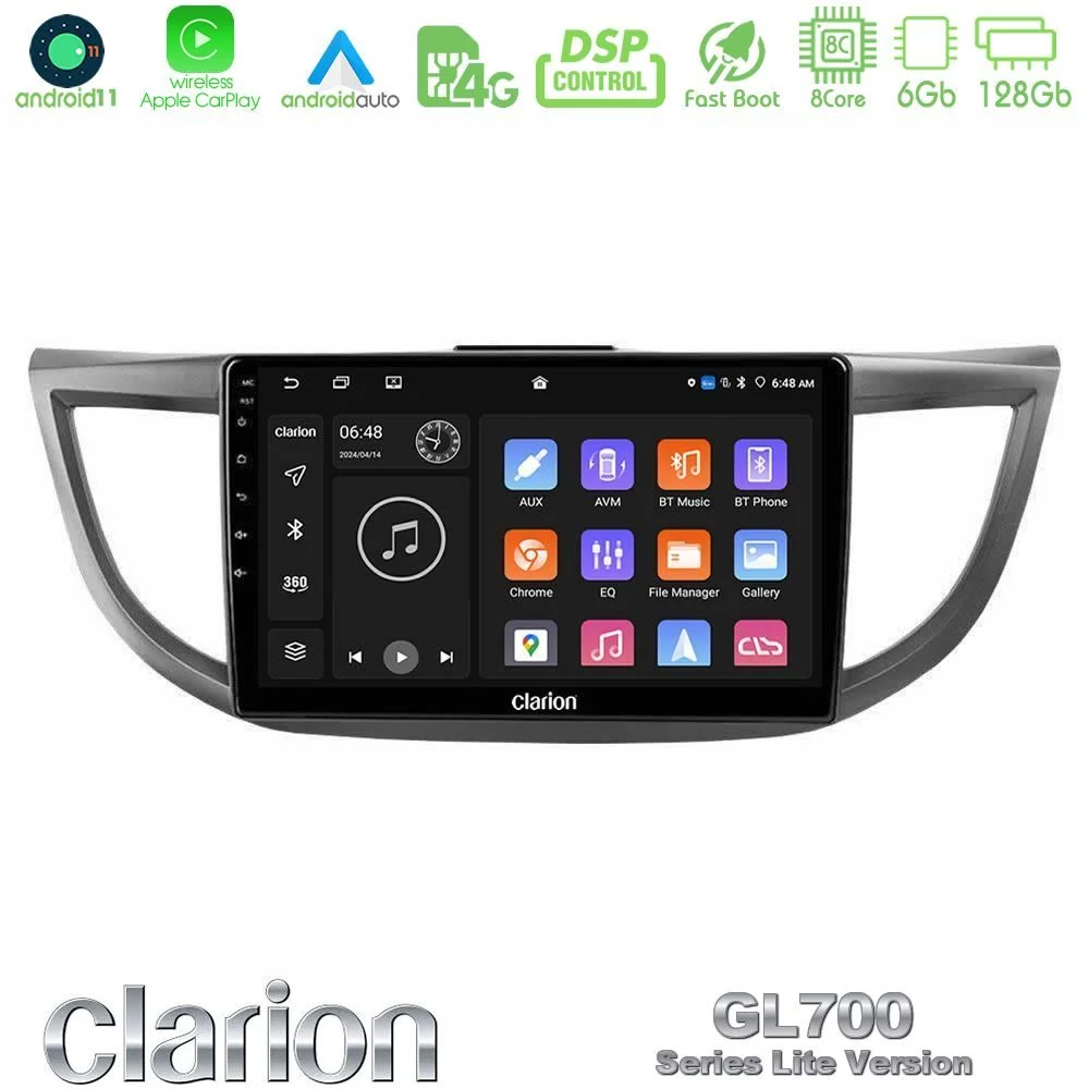 Clarion GL700 Lite Series 8Core Android11 6+128GB Honda CRV 2012-2017 Navigation Multimedia Tablet 9" Με Carplay & Android Auto