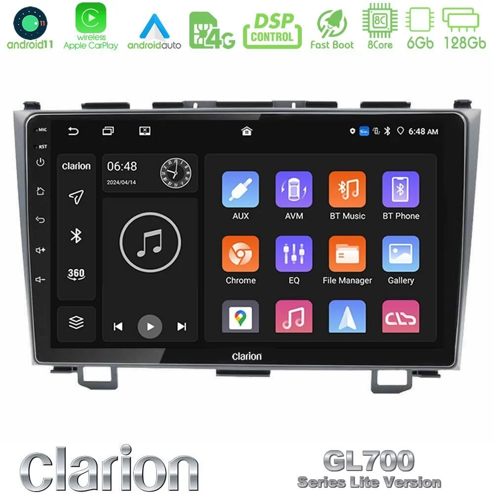 Clarion GL700 Lite Series 8Core Android11 6+128GB Honda CRV Navigation Multimedia Tablet 9" Με Carplay & Android Auto