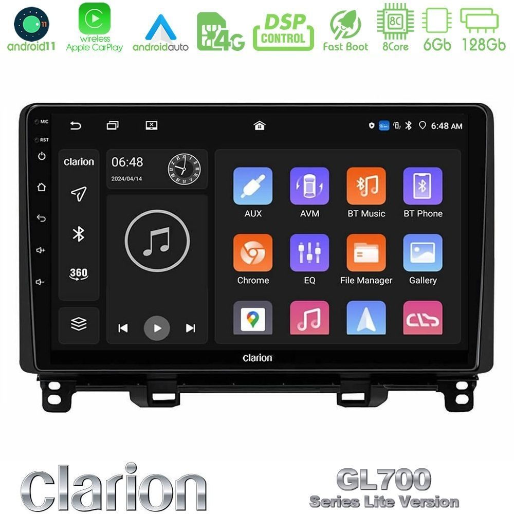 Clarion GL700 Lite Series 8Core Android11 6+128GB Honda Jazz 2021-2025 Navigation Multimedia Tablet 9" Με Carplay & Android Auto