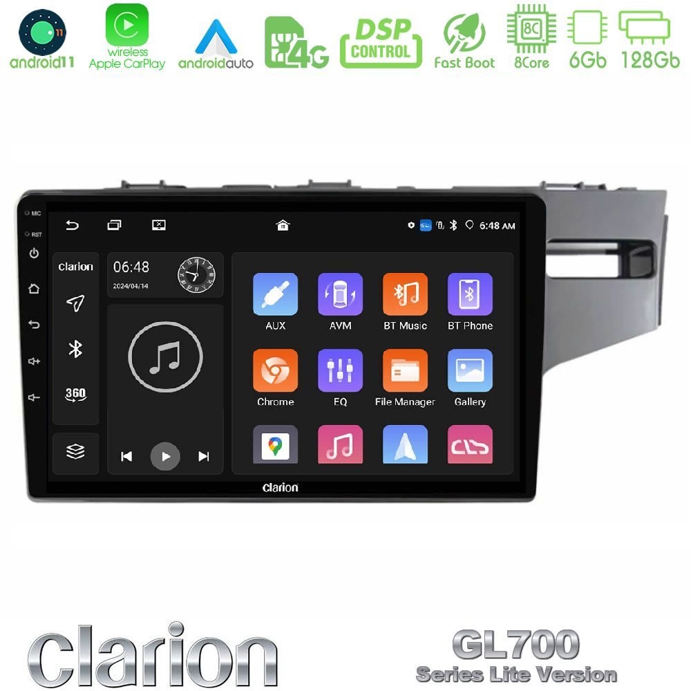 Clarion GL700 Lite Series 8Core Android11 6+128GB Honda Jazz 2013-2020 RHD Navigation Multimedia Tablet 9" Με Carplay & Android Auto
