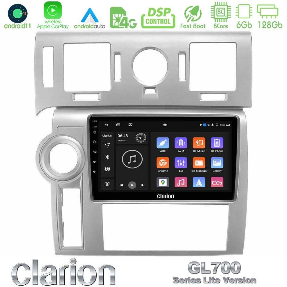 Clarion GL700 Lite Series 8Core Android11 6+128GB Hummer H2 2008-2009 Navigation Multimedia Tablet 9" Με Carplay & Android Auto
