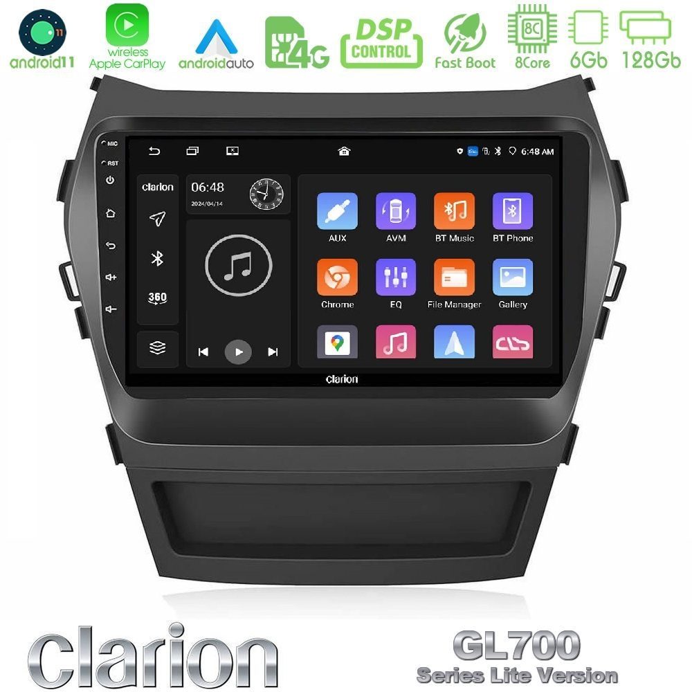 Clarion GL700 Lite Series 8Core Android11 6+128GB Hyundai iX45 2012-2017 Navigation Multimedia Tablet 9" Με Carplay & Android Auto