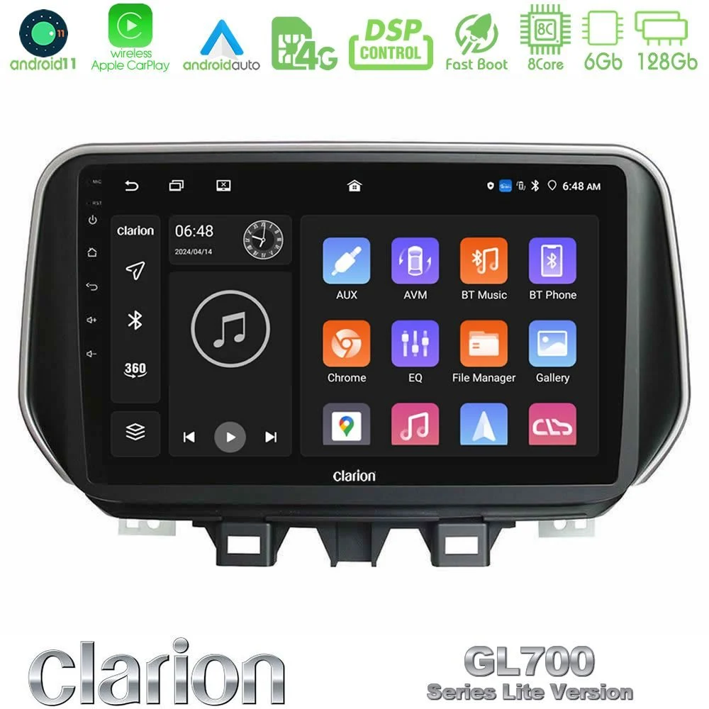 Clarion GL700 Lite Series 8Core Android11 6+128GB Hyundai Tucson 2019-> Navigation Multimedia Tablet 9" Με Carplay & Android Auto