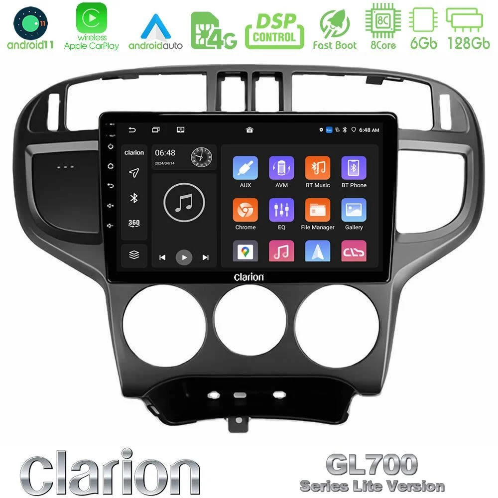 Clarion GL700 Lite Series 8Core Android11 6+128GB Hyundai Matrix 2001-2010 Navigation Multimedia Tablet 9" Με Carplay & Android Auto