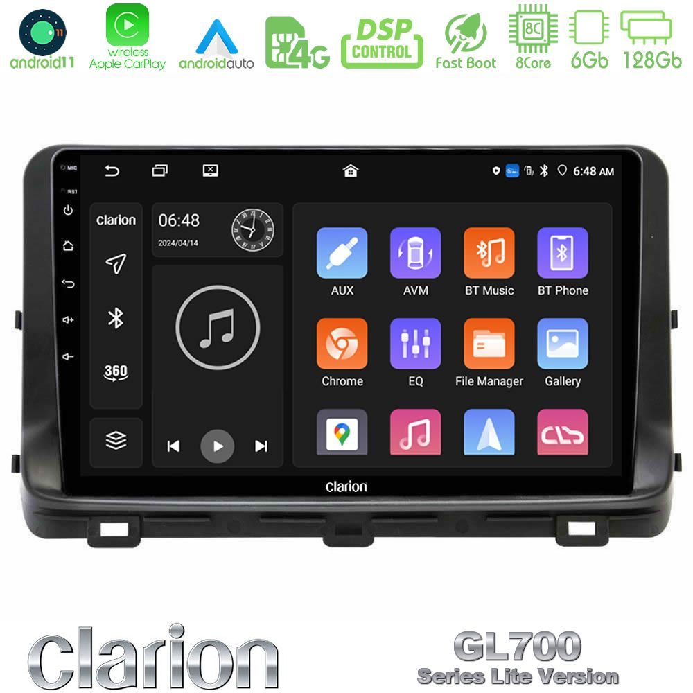 Clarion GL700 Lite Series 8Core Android11 6+128GB Kia Ceed 2018-2023 Navigation Multimedia Tablet 10" Με Carplay & Android Auto