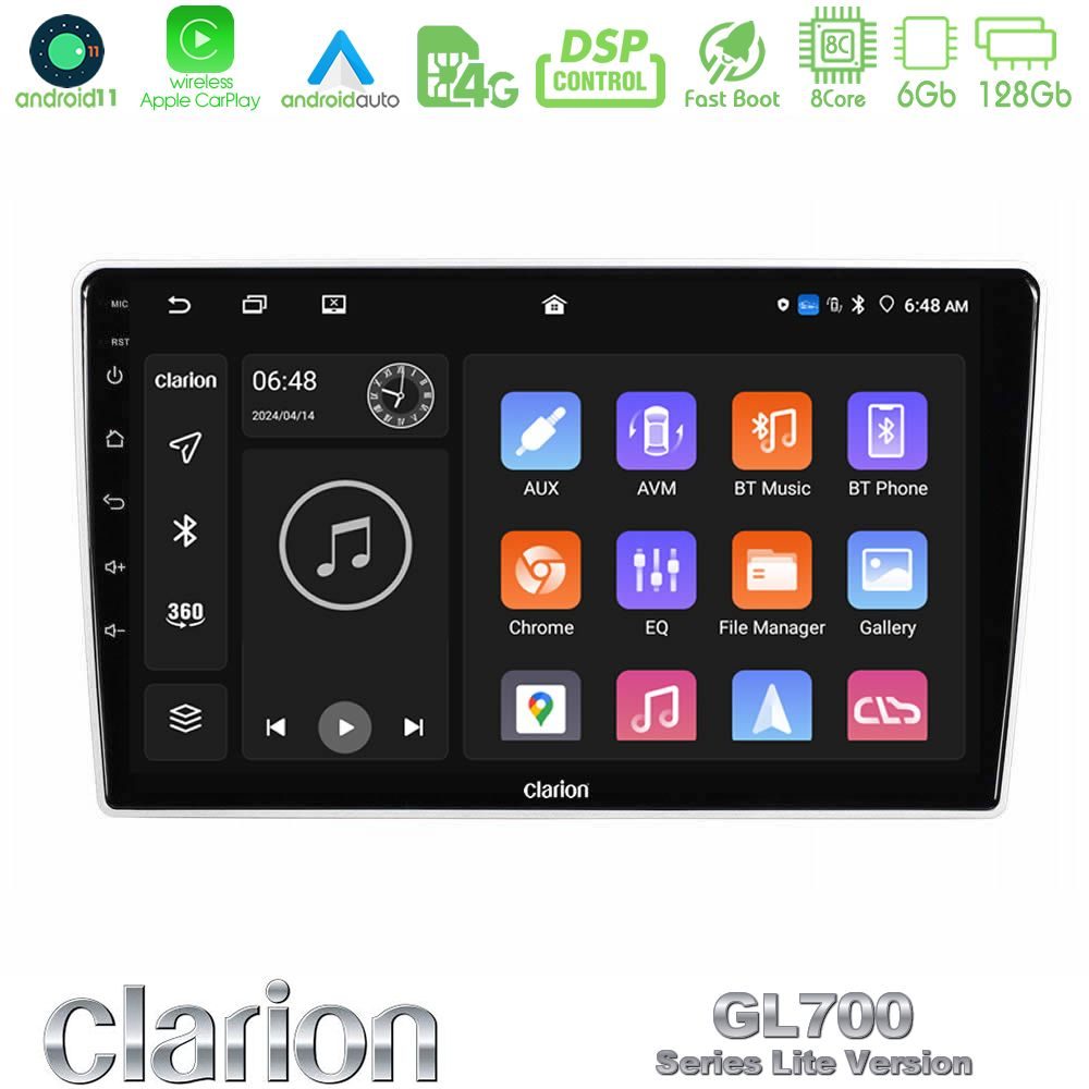 Clarion GL700 Lite Series Kia Sportage 2005-2008 8Core Android11 6+128GB Navigation Multimedia Tablet 9" Με Carplay & Android Auto Με Carplay & Android Auto