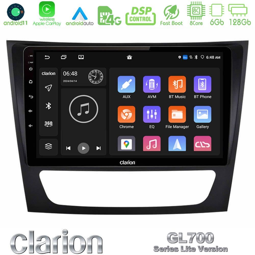 Clarion GL700 Lite Series 8Core Android11 6+128GB Mercedes E Class / CLS Class Navigation Multimedia Tablet 9" Με Carplay & Android Auto