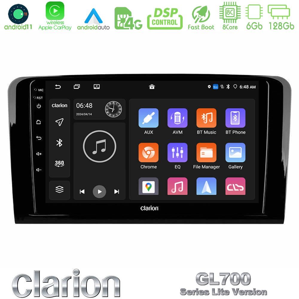 Clarion GL700 Lite Series 8Core Android11 6+128GB Mercedes ML/GL Class Navigation Multimedia Tablet 9" Με Carplay & Android Auto