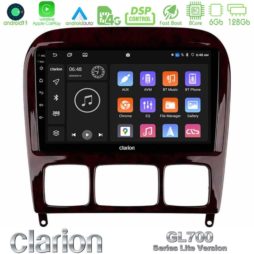Clarion GL700 Lite Series 8Core Android11 6+128GB Mercedes S Class 1999-2004 (W220) Navigation Multimedia Tablet 9" Με Carplay & Android Auto