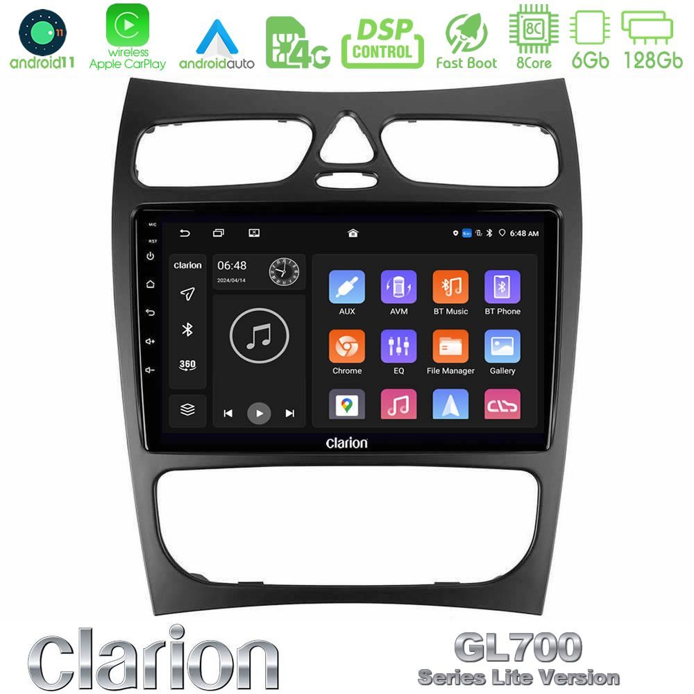 Clarion GL700 Lite Series 8Core Android11 6+128GB Mercedes CLK Class W209 2000-2004 Navigation Multimedia Tablet 9" Με Carplay & Android Auto