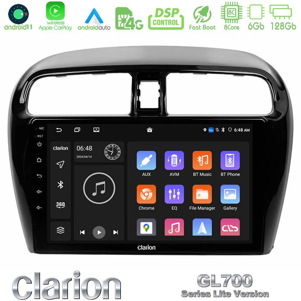 Clarion GL700 Lite Series 8Core Android11 6+128GB Mitsubishi Space Star 2013-2016 Navigation Multimedia Tablet 9" Με Carplay & Android Auto