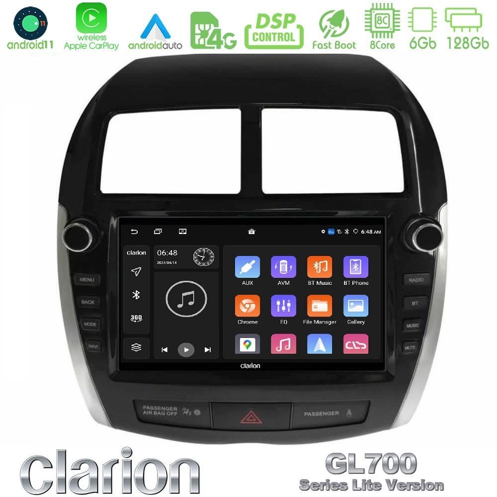 Clarion GL700 Lite Series 8Core Android11 6+128GB Mitsubishi ASX 2013-2018 Navigation Multimedia Tablet 9" Με Carplay & Android Auto (Oem Look)