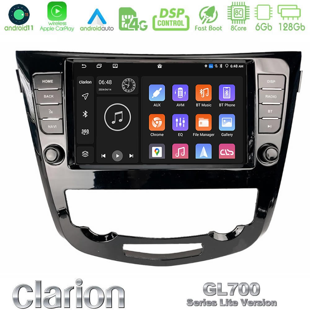 Clarion GL700 Lite Series 8Core Android11 6+128GB Nissan Qashqai J11 (AUTO A/C) Navigation Multimedia Tablet 9" Με Carplay & Android Auto