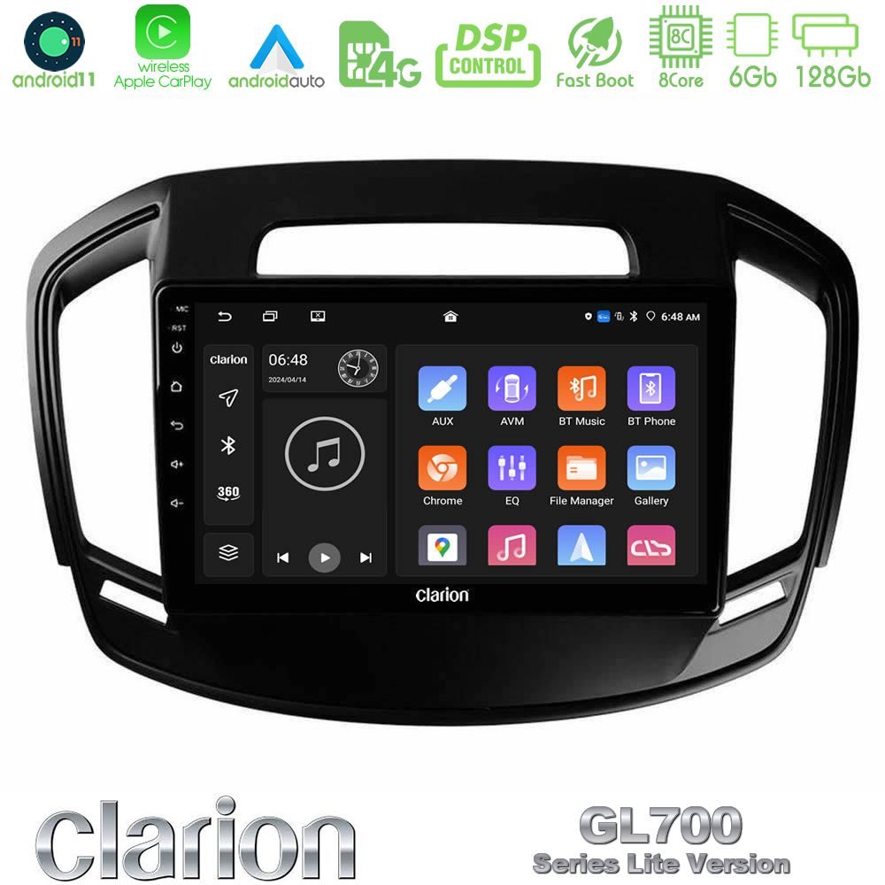 Clarion GL700 Lite Series 8Core Android11 6+128GB Opel Insignia 2014-2017 Navigation Multimedia Tablet 9" Με Carplay & Android Auto