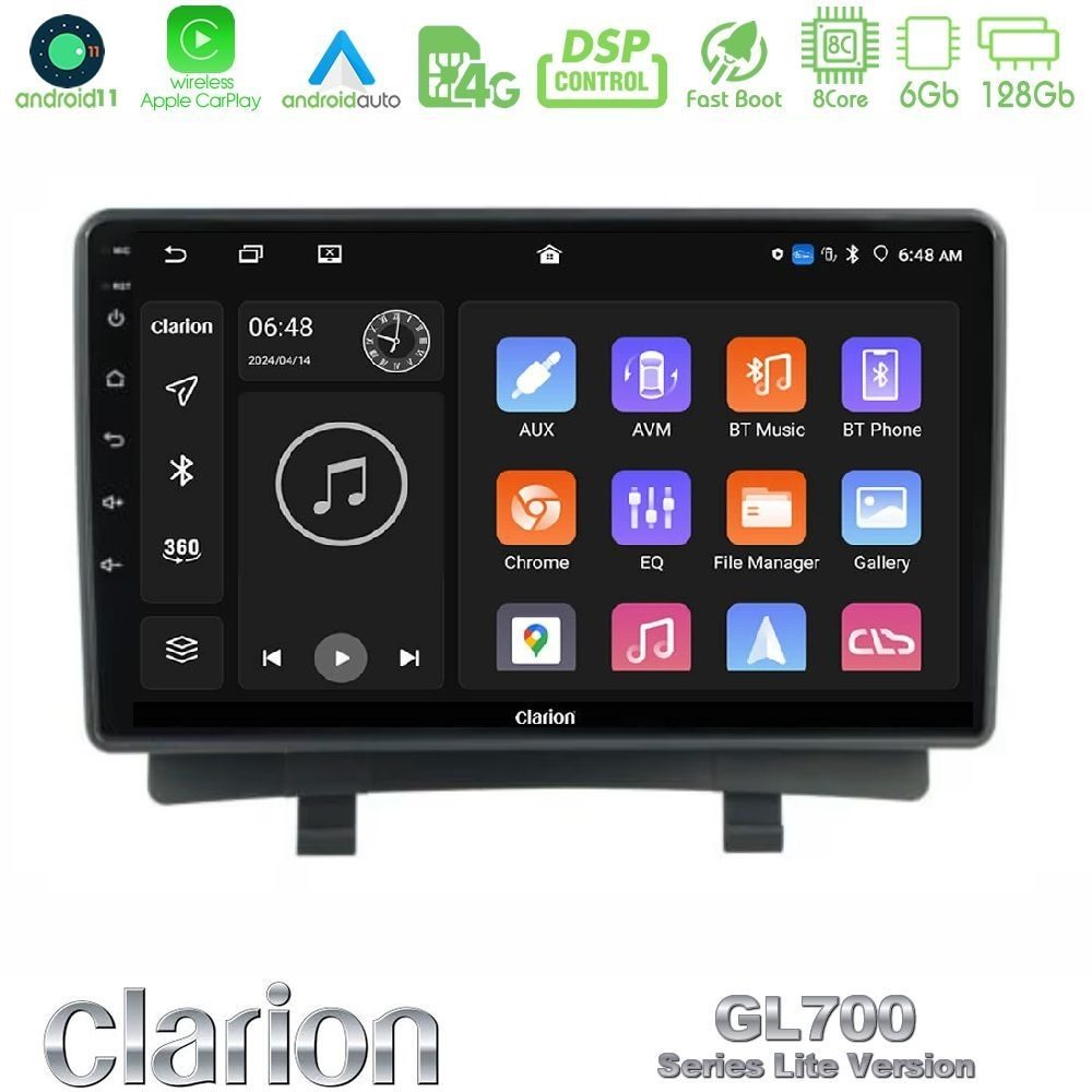 Clarion GL700 Lite Series 8Core Android11 6+128GB Opel Zafira Navigation Multimedia Tablet 9" Με Carplay & Android Auto