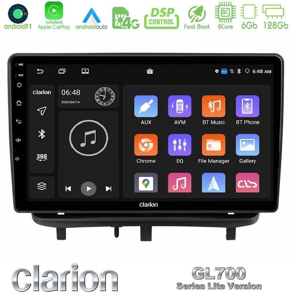 Clarion GL700 Lite Series 8Core Android11 6+128GB Opel Corsa D 2006-2014 Navigation Multimedia Tablet 9" Με Carplay & Android Auto (Top Mount)