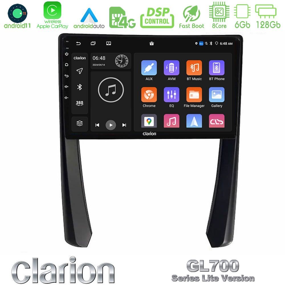 Clarion GL700 Lite Series 8Core Android11 6+128GB Porsche 911/Cayman/Boxster Navigation Multimedia Tablet 9" Με Carplay & Android Auto