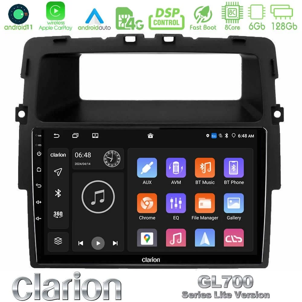 Clarion GL700 Lite Series 8Core Android11 6+128GB Renault/Nissan/Opel Navigation Multimedia Tablet 10" Με Carplay & Android Auto