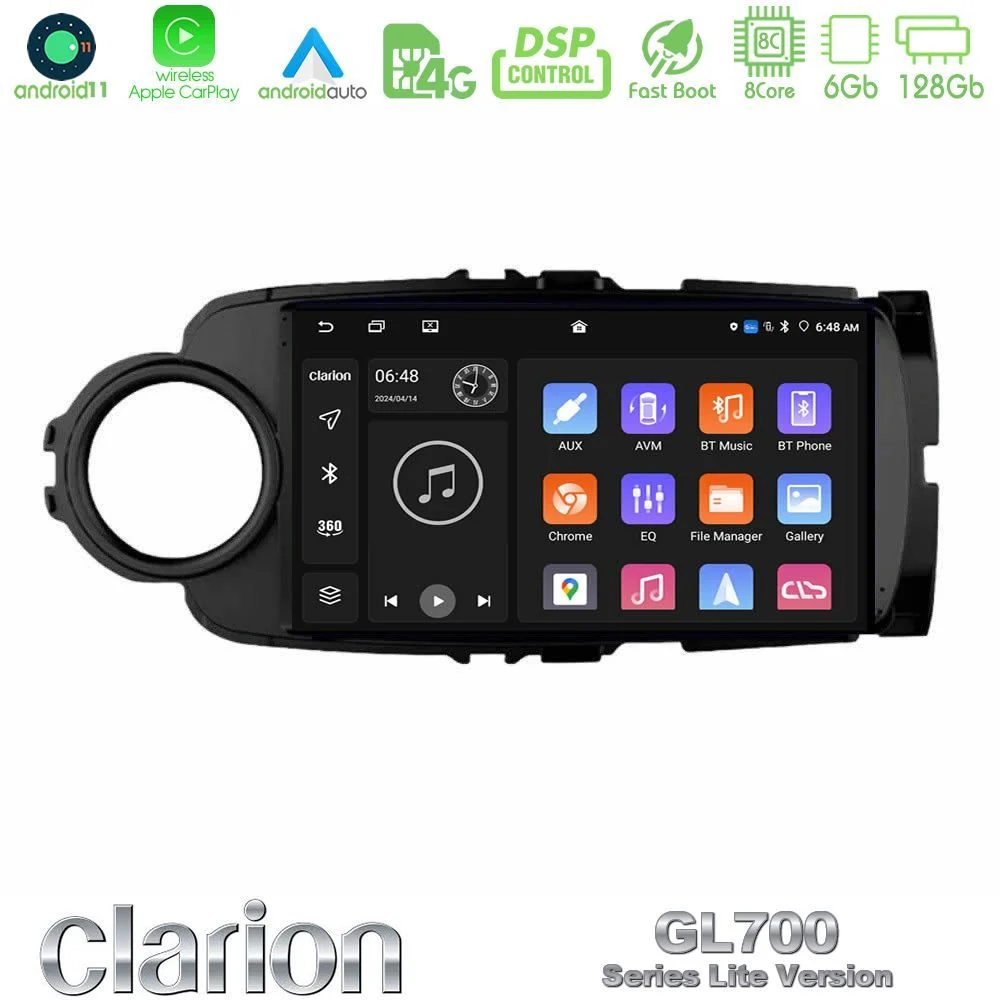 Clarion GL700 Lite Series 8Core Android11 6+128GB Toyota Yaris Navigation Multimedia Tablet 9" (Μαύρο Χρώμα) Με Carplay & Android Auto Clarion GL700 Lite Series 8Core Android11 6+128GB Toyota Yaris Navigation Multimedia Tablet 9" (Μαύρο Χρώμα) Με Carplay & Android Auto
