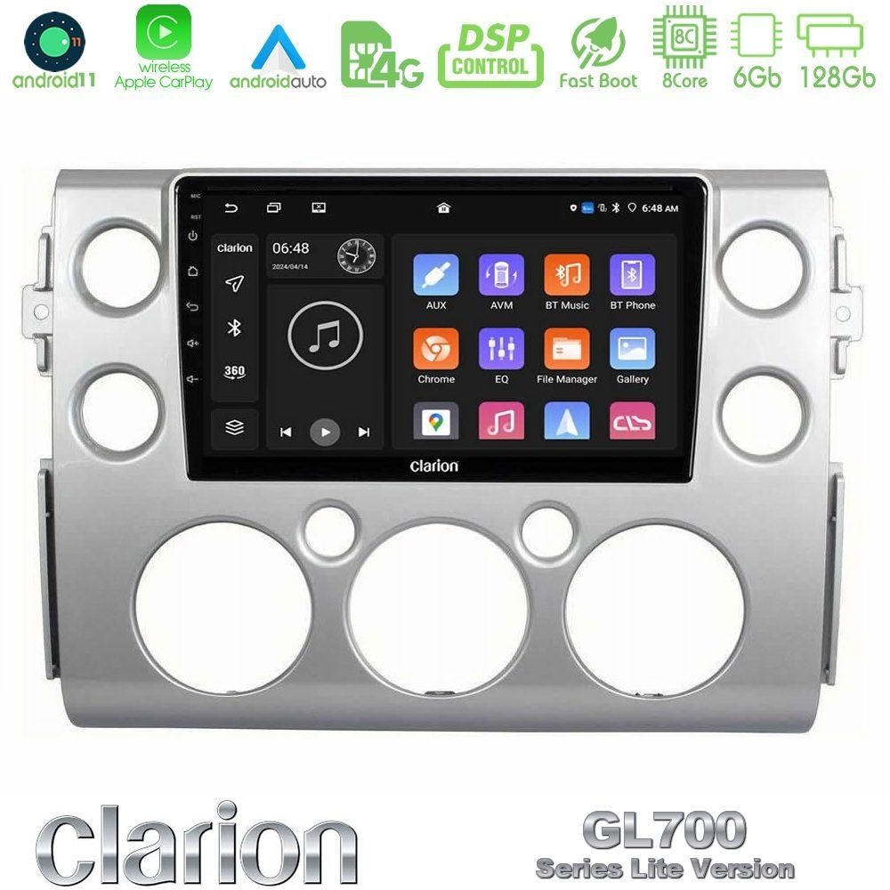 Clarion GL700 Lite Series 8Core Android11 6+128GB Toyota FJ 2007-2014 Navigation Multimedia Tablet 9" Με Carplay & Android Auto