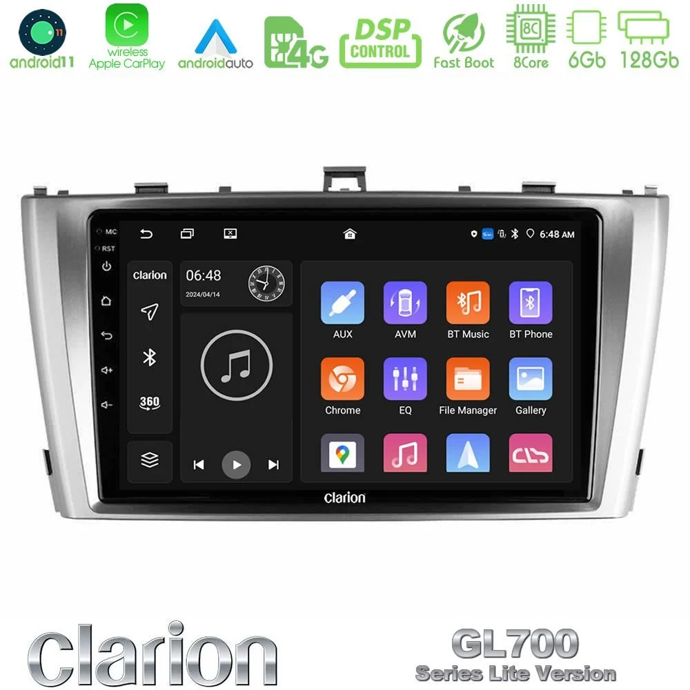 Clarion GL700 Lite Series 8Core Android11 6+128GB Toyota Avensis T27 Navigation Multimedia Tablet 9" Με Carplay & Android Auto